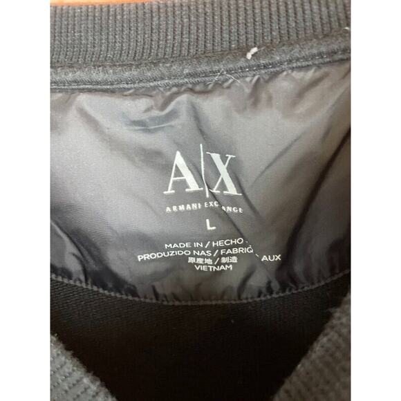 Armani Exchange Sweater Mens Large Black Shoulder Zip Reflective Long Sleeve - Picture 5 of 8